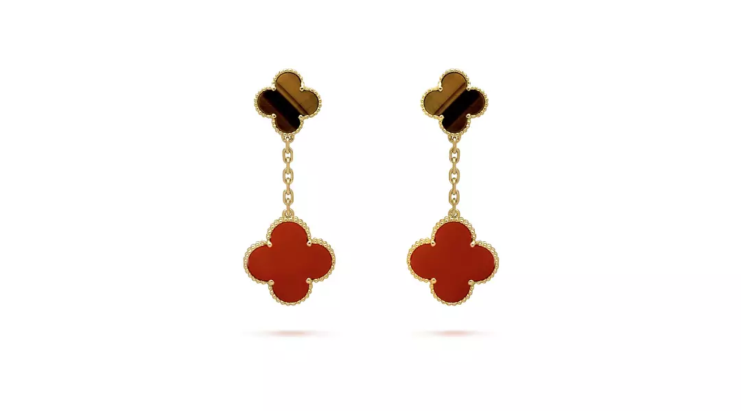 Rent Van Cleef Arpels Red Alhambra Drop Earrings